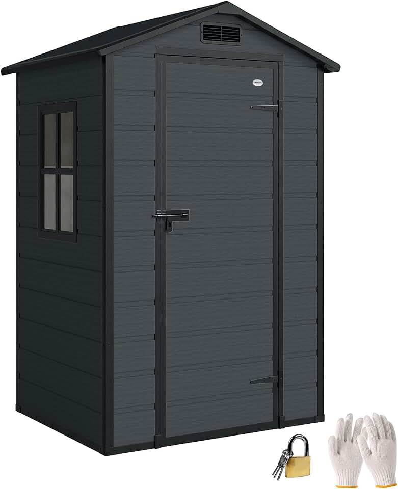 jardinite - abri de jardin 1,09 m² - PP, aluminium, plancher, porte sécurisée