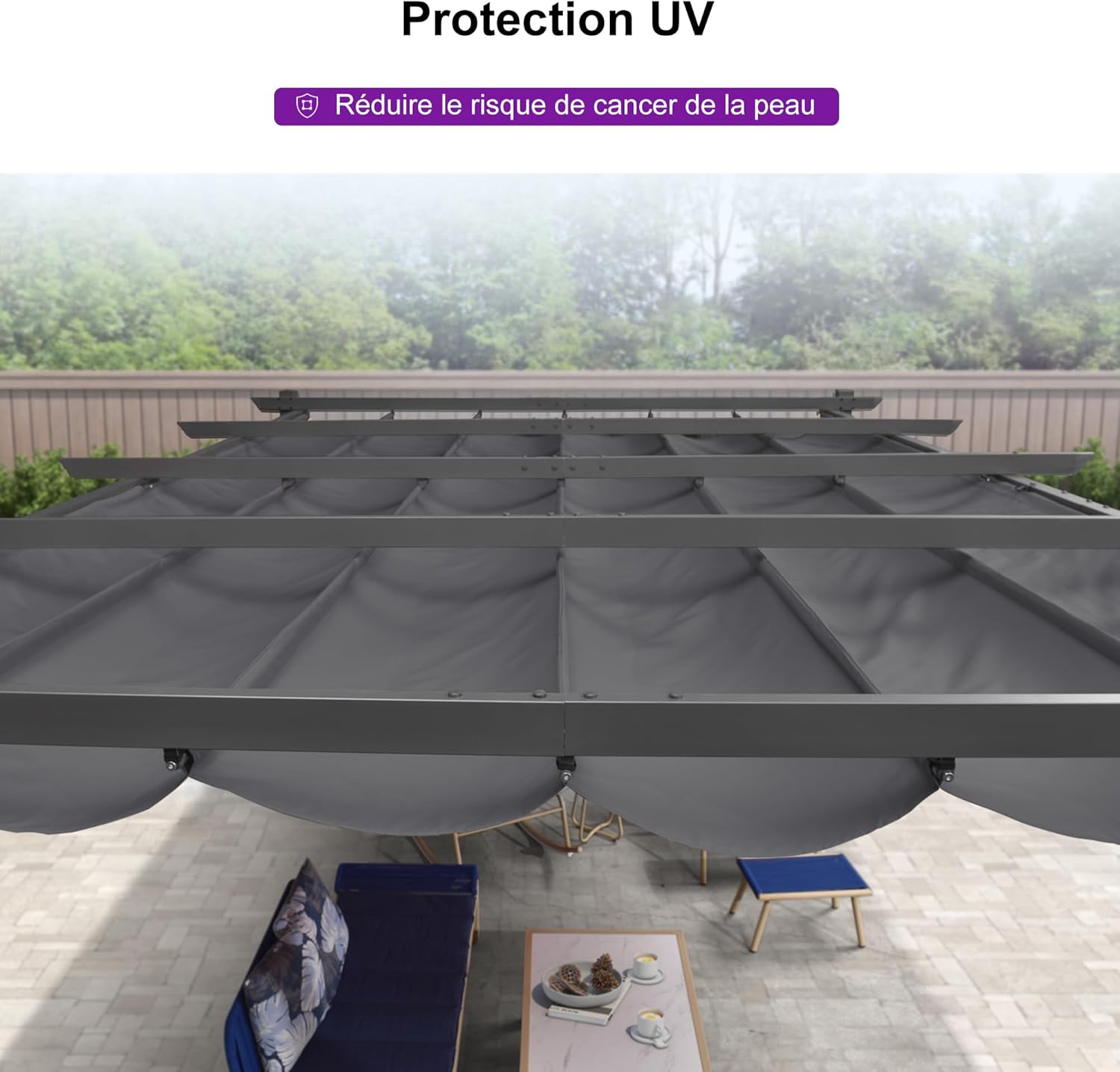 jardinite - pergola aluminium série 4x3m rideau toit coulissant gris