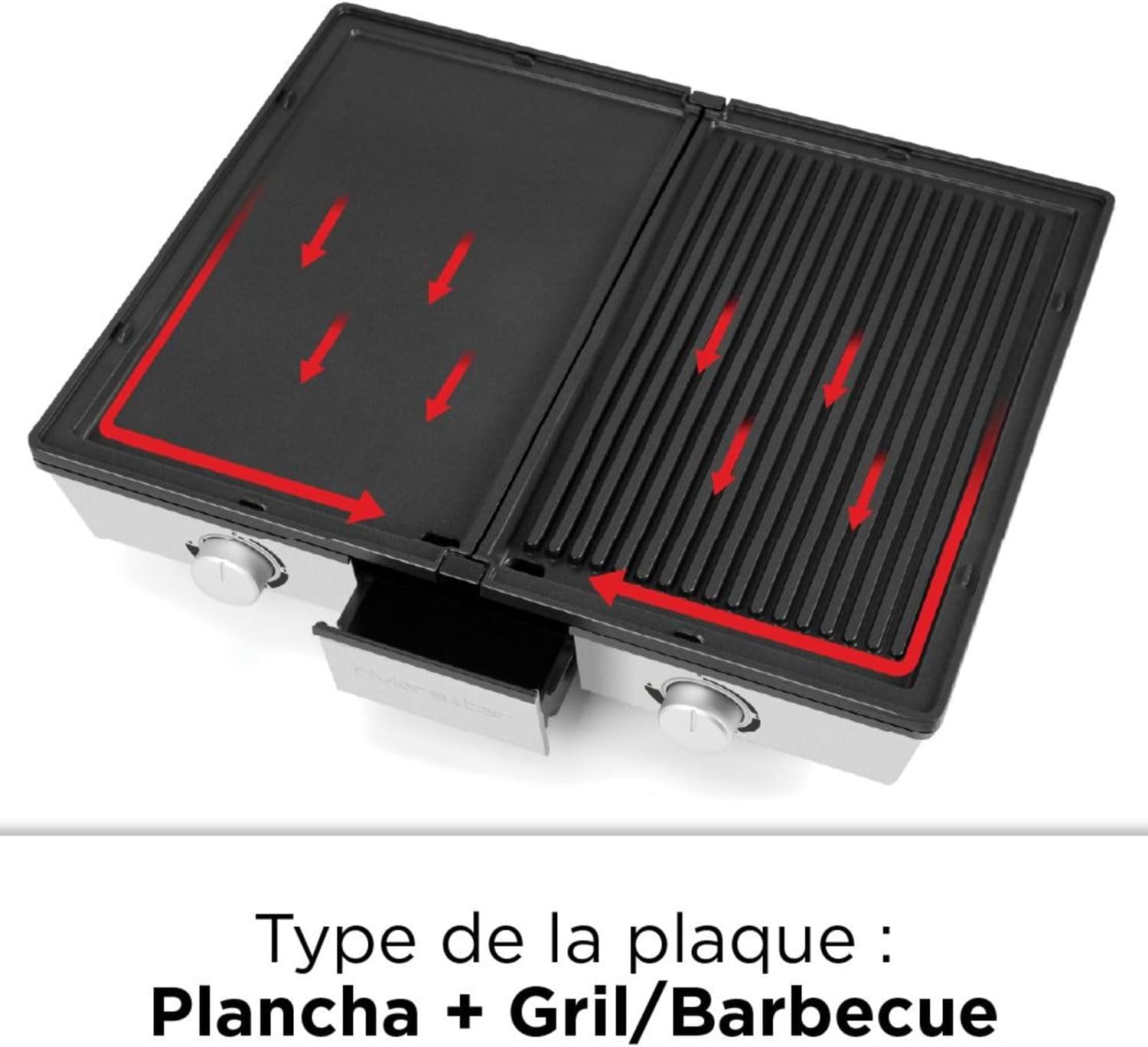 Riviera&Bar - Combiné plancha/grill bi-zone - 1910 cm², plaques inclinées, thermostats séparés - inox