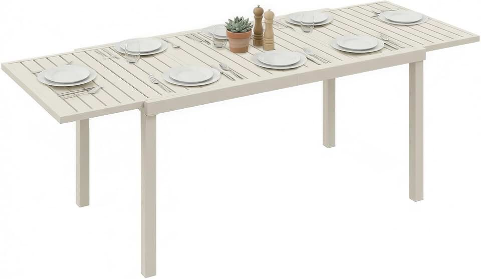 jardinite - table extensible 150-225 cm - aluminium léger, 6-8 pers
