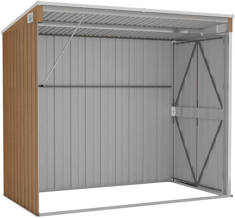 jardinite Abri de Jardin Mural Marron 118x194x178 cm Acier galvanisé, Maison & Jardin, Pelouses & Jardins, Vie en extérieur, Structures extérieures, Cabanes & abris de Jardin, Brun, (Poids 31.54KG)