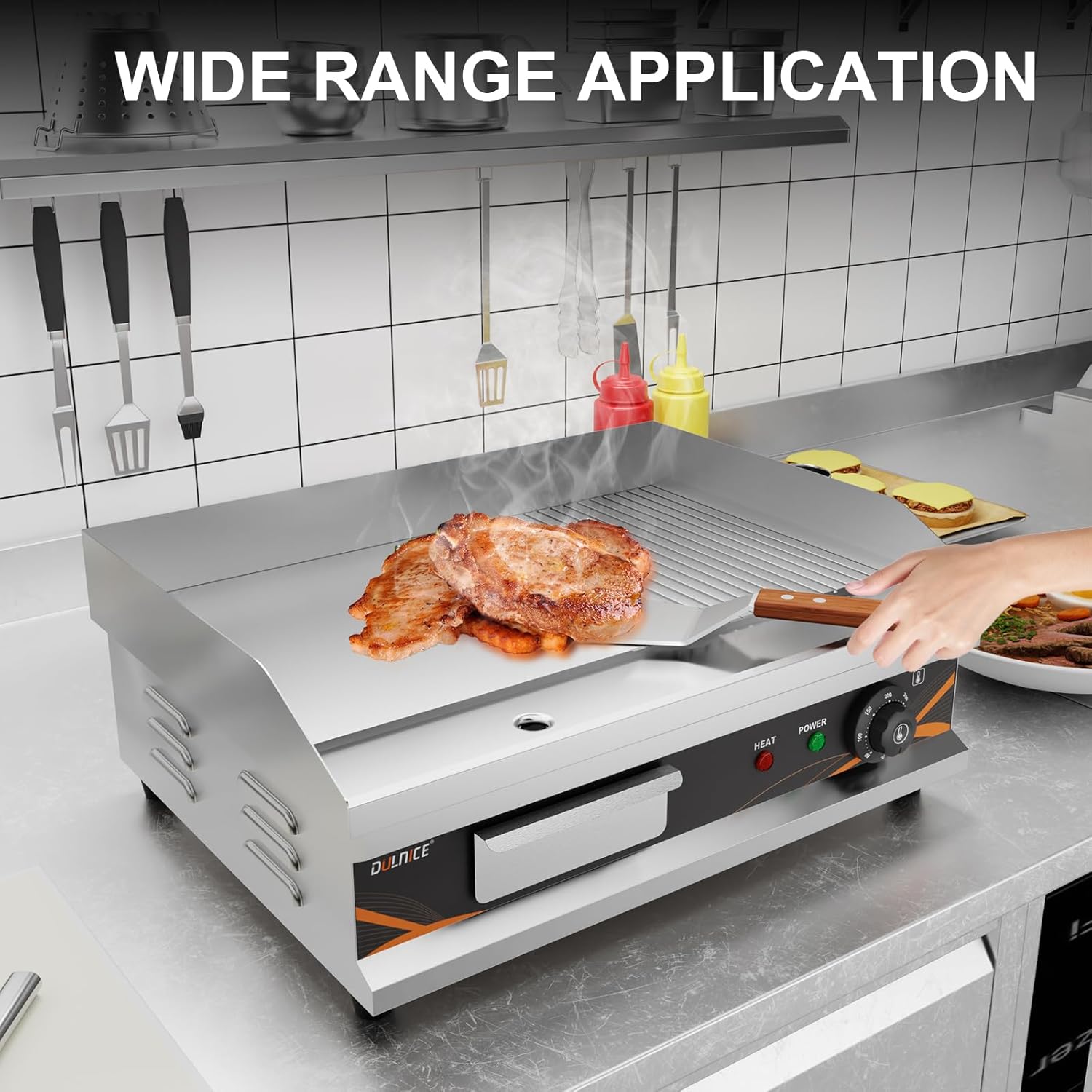 Plancha électrique - surface lisse/rainurée - inox 3000W - cuisson pro