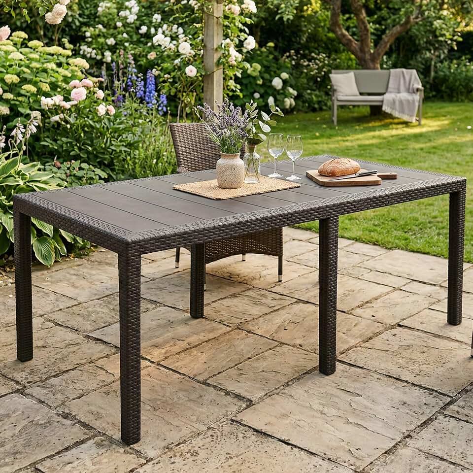 jardinite - table extensible extérieur anthracite - 150x90x72 cm - Made in Italy