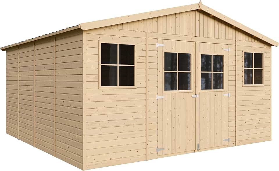 jardinite - abri de jardin bois 16m², fenêtres, 418x420x246cm - M330