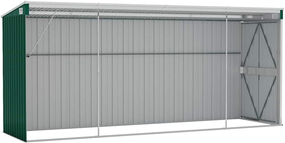 jardinite Abri de Jardin Mural Vert 118x382x178 cm Acier galvanisé,Structures extérieures, Cabanes & abris de Jardin,316229