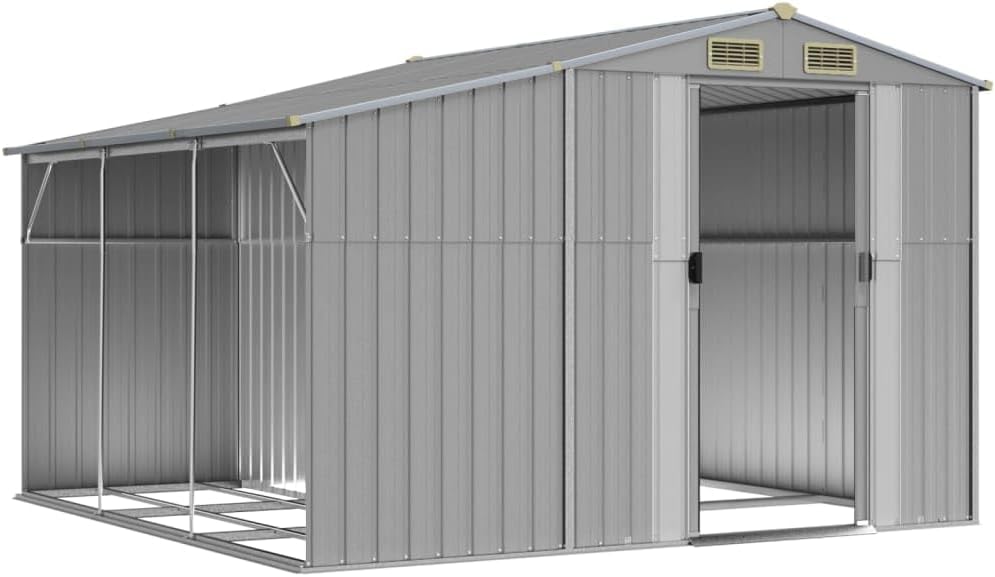 Abri de jardin en acier galvanisé - toit incliné, bunker à charbon - 277x279x179 cm - extérieur robuste
