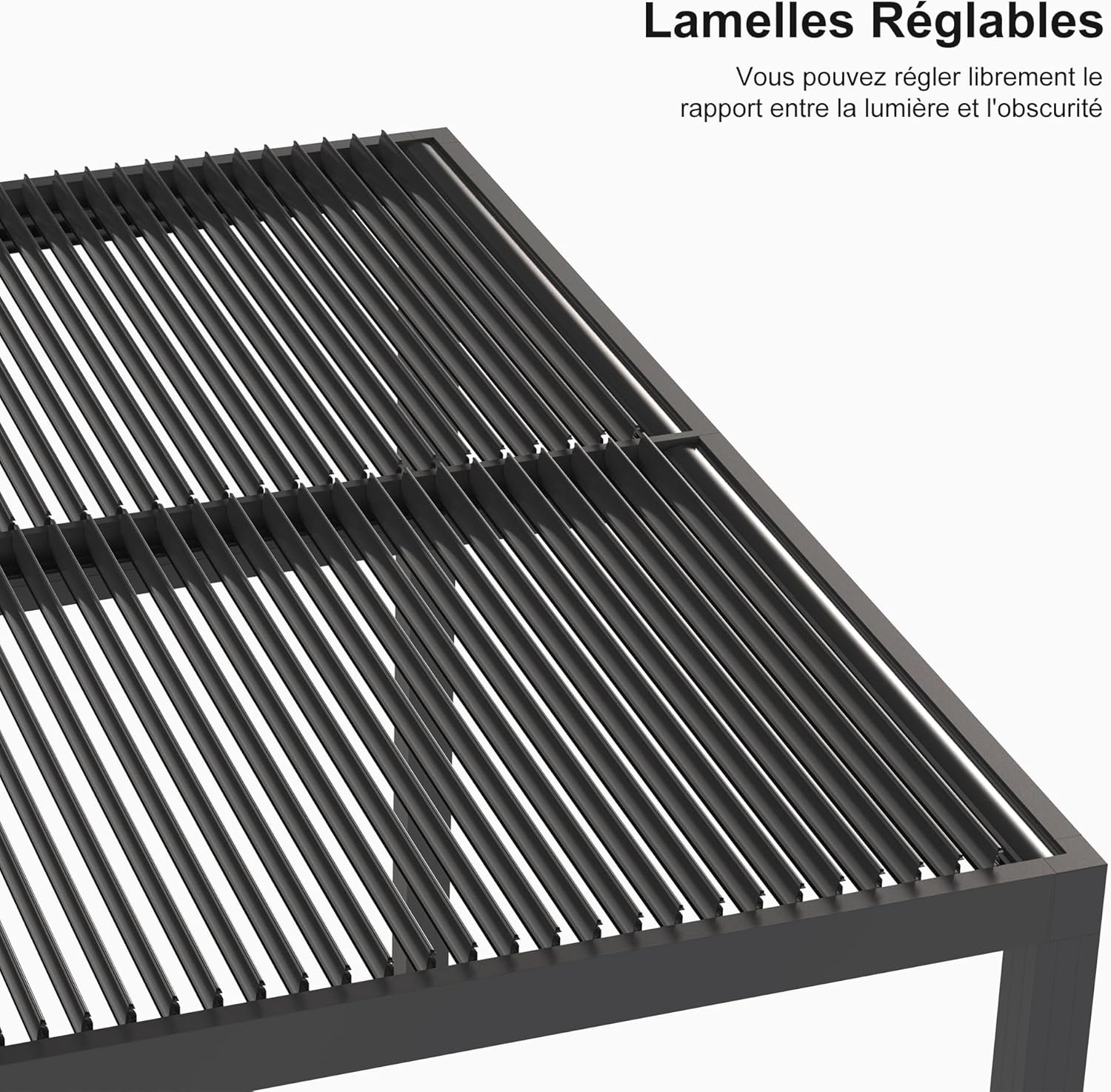 jardinite Pergola Bioclimatique 4,24 x 3 m Pergola Aluminium Lames Orientables Superficie 12,72 m² Tonnelle de Jardin Exterieur Belvédères pour Patio Terrasse Exterieur, Gris