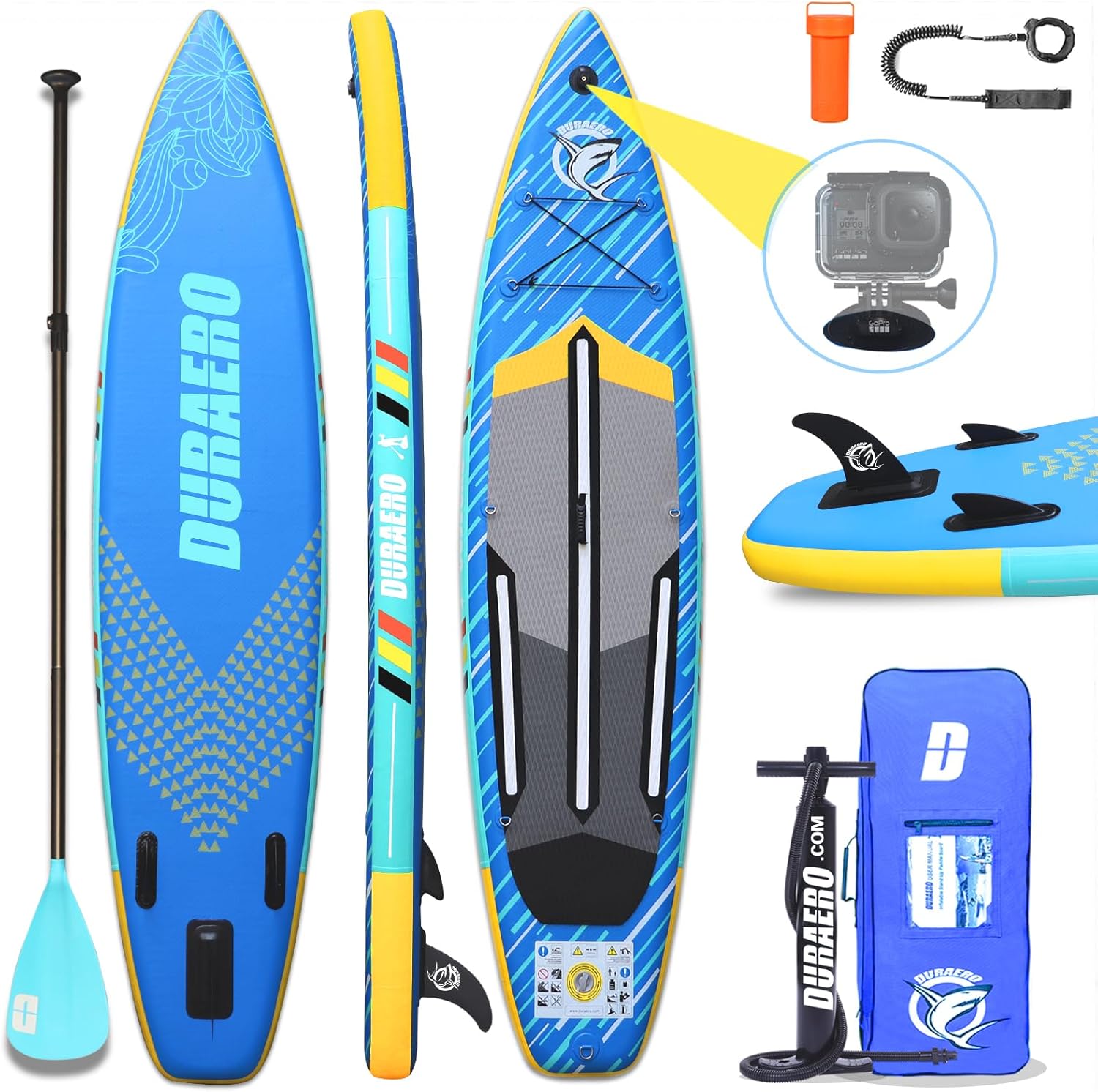 Paddle Gonflable Planche de Stand up Paddle Gonflable, 330 x 76 x 15 cm, jusqu'à 150 kg, Support GO-Pro, Accessoires complets