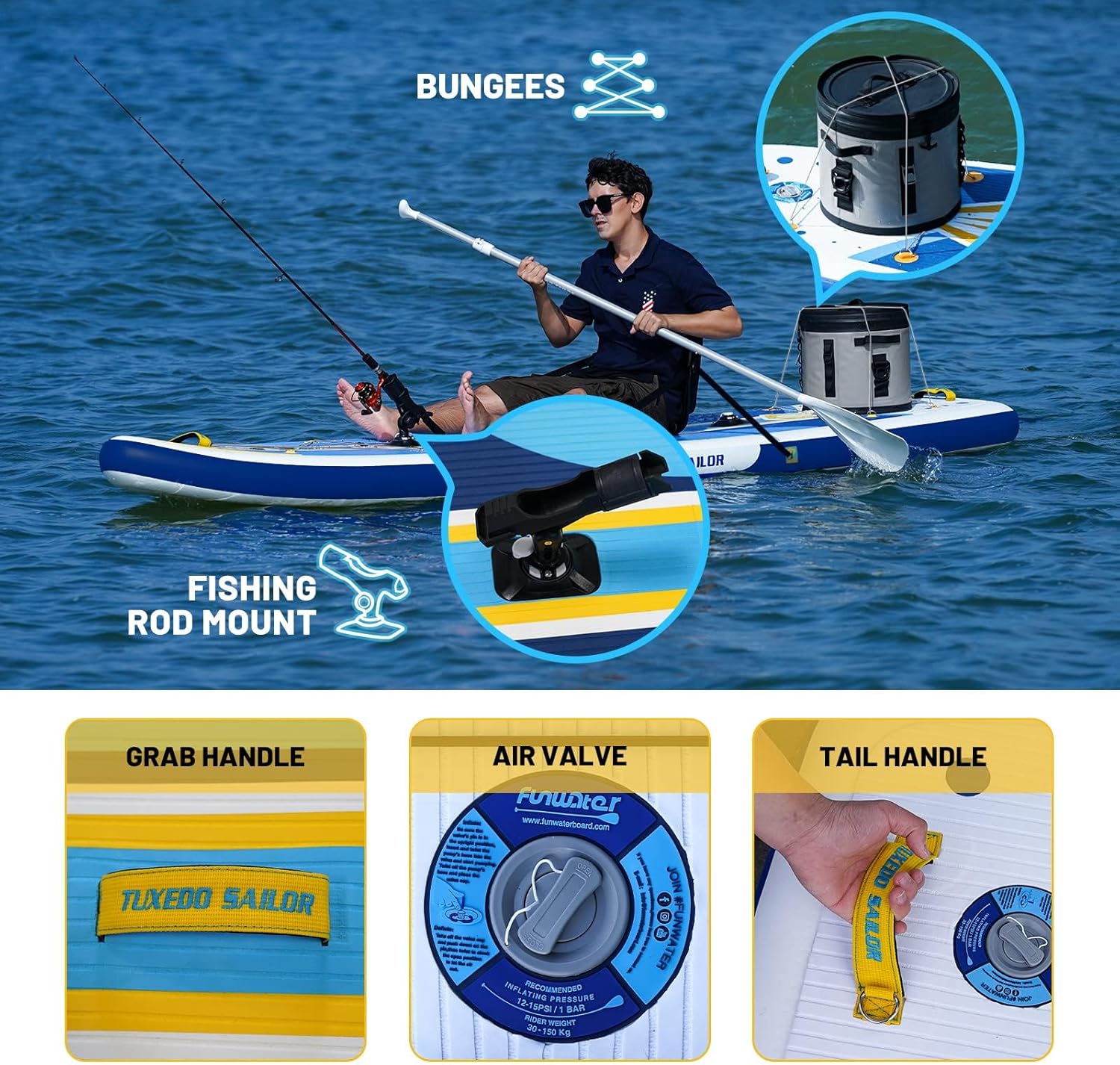 jardinite - Paddle gonflable adulte - sup 320x80x15cm - planche stable, accessoires complets