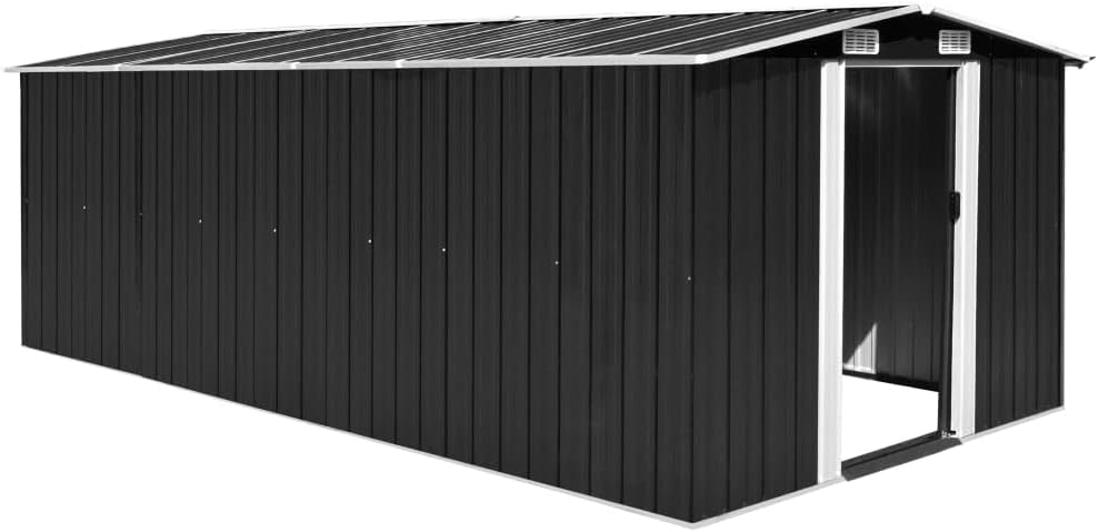 Abri de jardin métal anthracite - 257x489x181 cm - robuste, 105.6kg