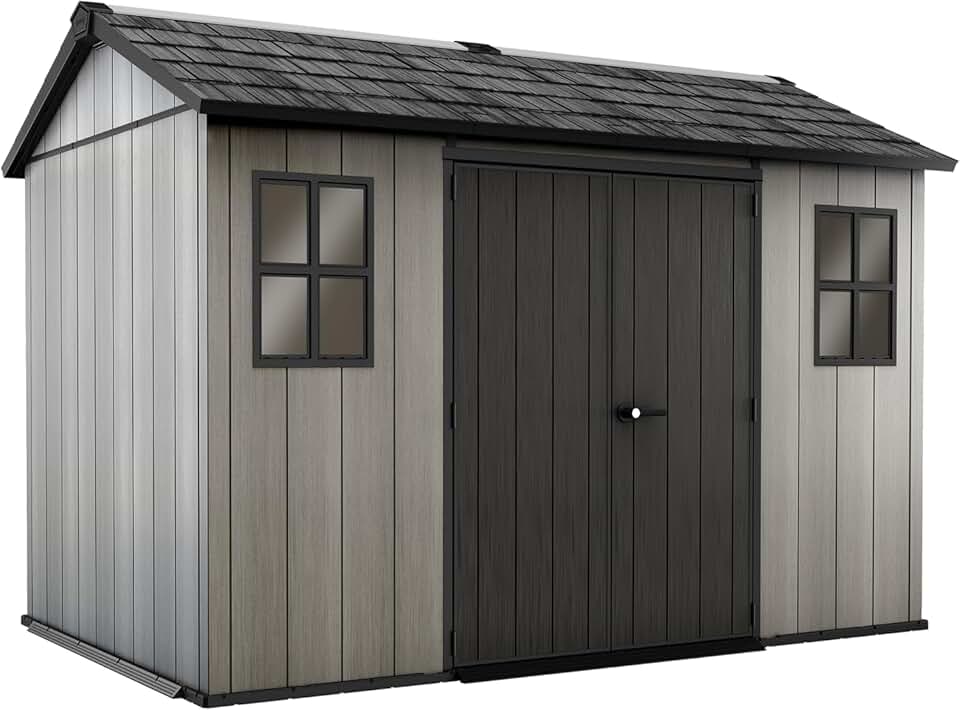 Abri - 7,2m² - Résine gris, double porte