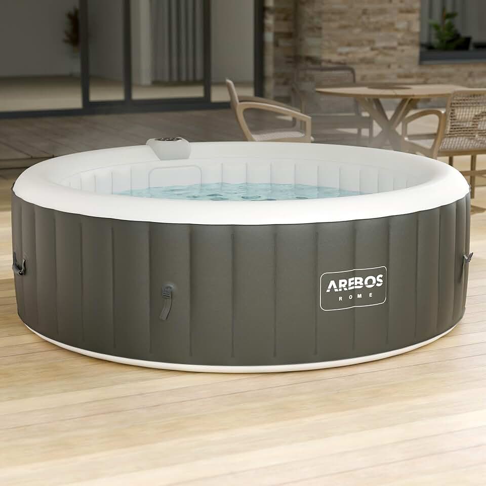 jardinite - spa gonflable rond 208 cm - 6 pers, 130 jets, 1000L, chauffage