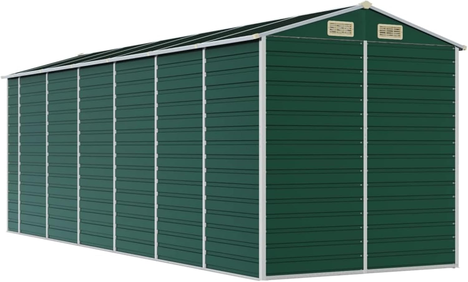 Abri de Jardin Vert 191x555x198 cm Acier galvanisé,Abris De Jardin,Abri De Stockage pour Jardin,Abri D'Outils De Jardin