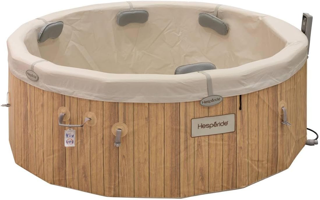 jardinite - Spa Nordik Ø190 cm - 5-7 pers, 180 jets, WiFi connecté, effet bois