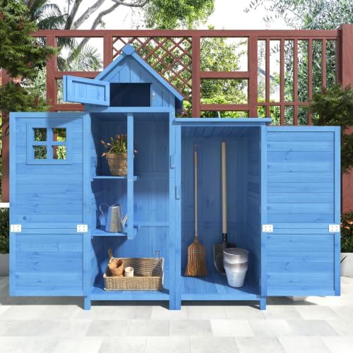 Abri de jardin en métal 242 x 126 x 182 cm – Armoire de jardin résistante aux intempéries avec porte verrouillable et ventilation – Comme garage à vélo, cache-poubelles et espace de rangement pour