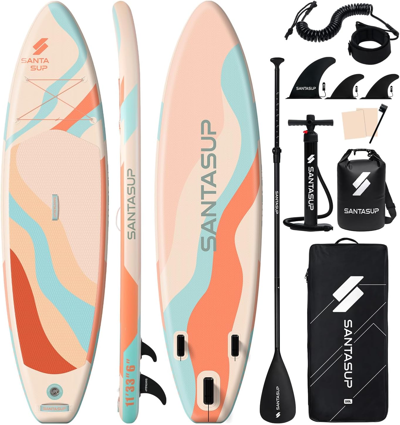 Tableau Gonflable Stand Up Paddle avec Accessoires Sup, Pont EVA antidérapant, Tableau Large 10'6
