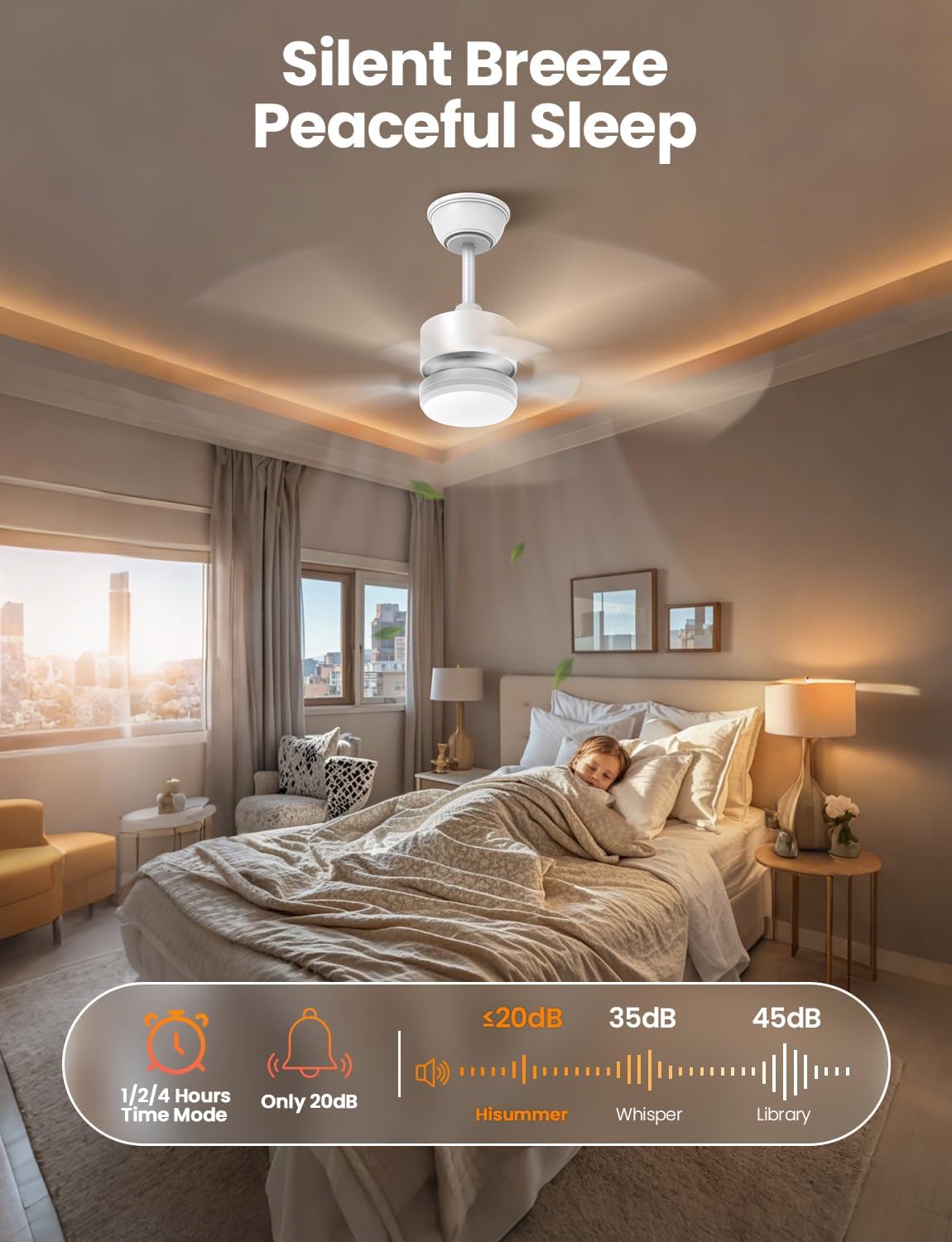 Silencieux Ventilateur Plafond avec Lumiere et Telecommande, 106cm Dimmable Lampe Ventilateur Plafond LED avec 5 Pales Doubles, Bois Clair/Blanc pour Chambre, Salon, Minuterie, 6 Vitesses