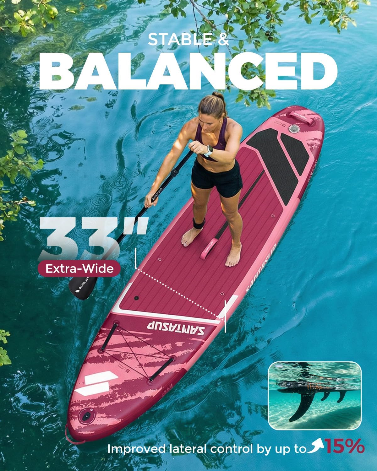 Tableau Gonflable Stand Up Paddle avec Accessoires Sup, Pont EVA antidérapant, Tableau Large 10'6