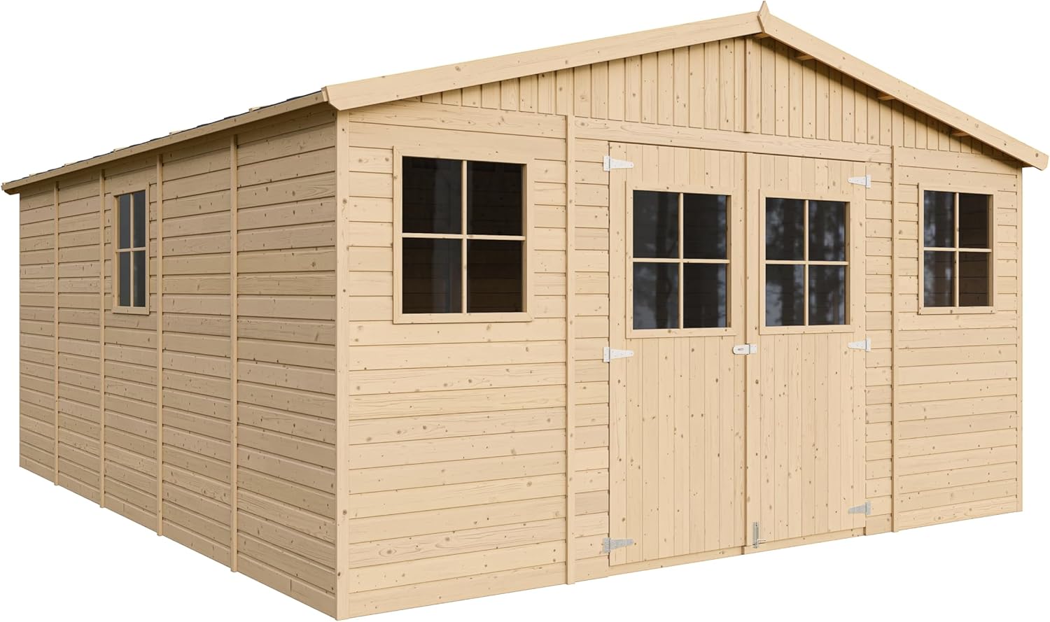 Abri de Jardin en Bois Exterieur avec Les PLANCHERS IMPRÉGNÉ- Maison de Jardin en Pin/épicéa-H246x418x522 cm/20 m²-Construction de Panneaux- Rangement pour vélos, Remise à Outils-jardinite M333 +M333G