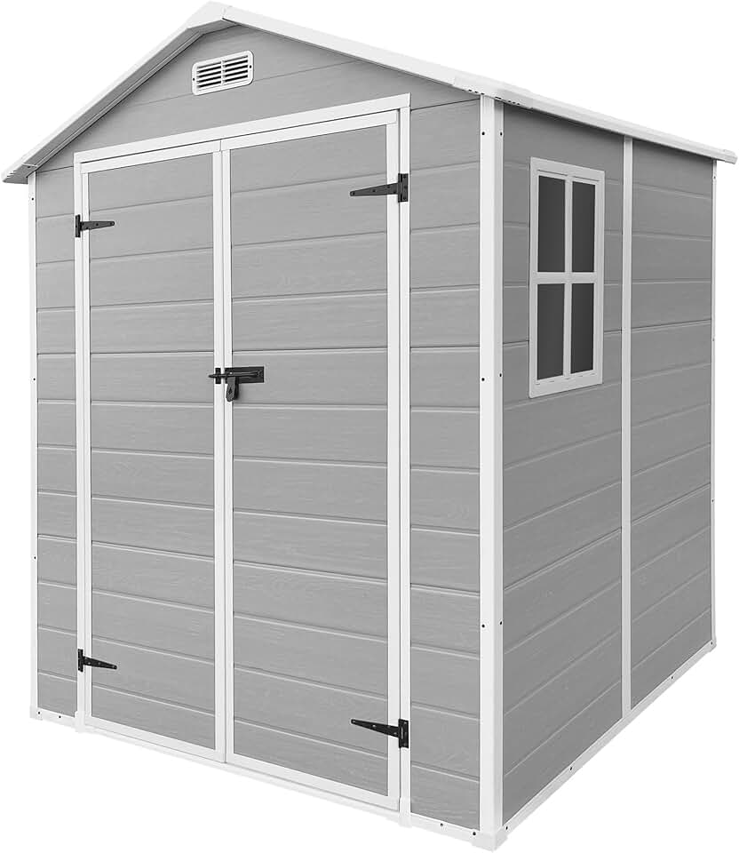 jardinite - abri de jardin résine, 151x182x220 cm, double porte, fenêtre, 5m³