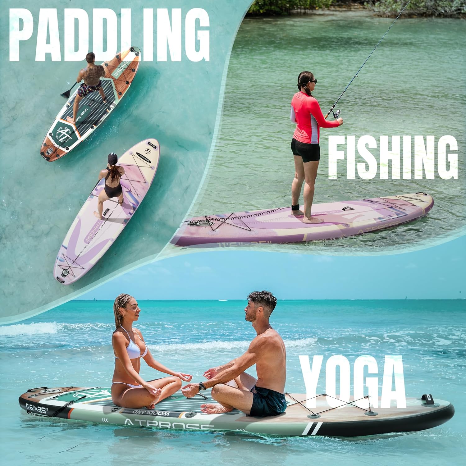 Planche à pagaie gonflable pour adultes, 350 x 89 x 15 cm, 200 kg, extra large, avec kit d'accessoires de SUP et sac à dos, planche de kayak antidérapante, stable, pour yoga, pêche, surf