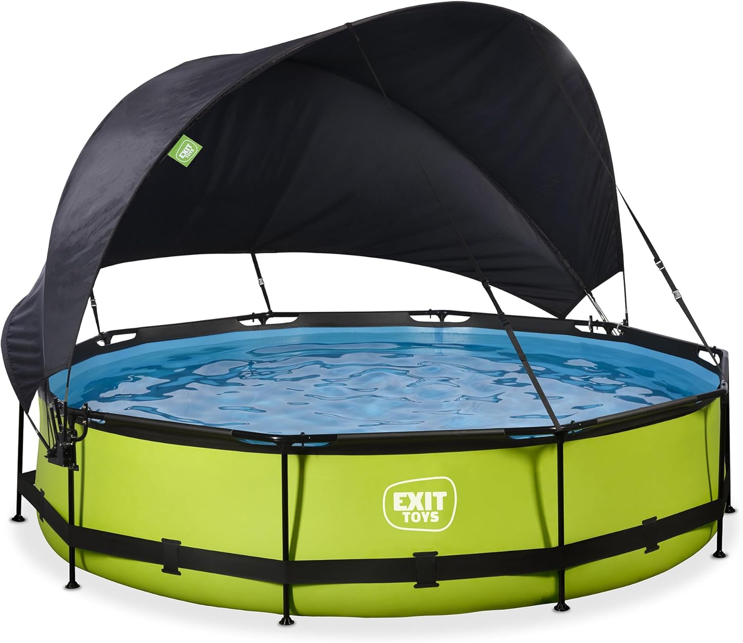 jardinite Piscine Lime avec Voile d'Ombrage - ø360x76cm - Piscine Hors Sol Ronde avec Pompe Filtrante à Cartouche - Protection Optimale Contre Les Rayons UV - Entrée Basse - Design Unique - Vert