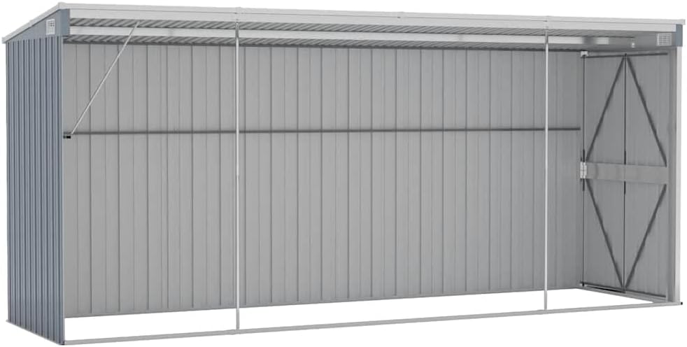 jardinite Abri de Jardin Mural Gris 118x382x178 cm Acier galvanisé, Maison & Jardin, Pelouses & Jardins, Vie en extérieur, Structures extérieures, Cabanes & abris de Jardin, Gris, (Poids 47.9KG)