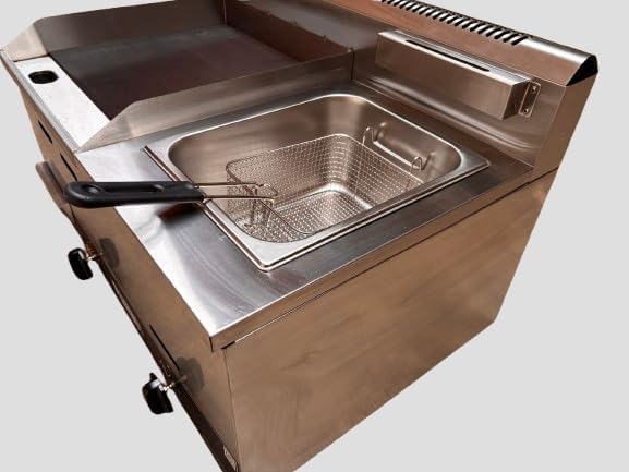 Plancha gaz inox combinée friteuse, 9400W, butane/propane