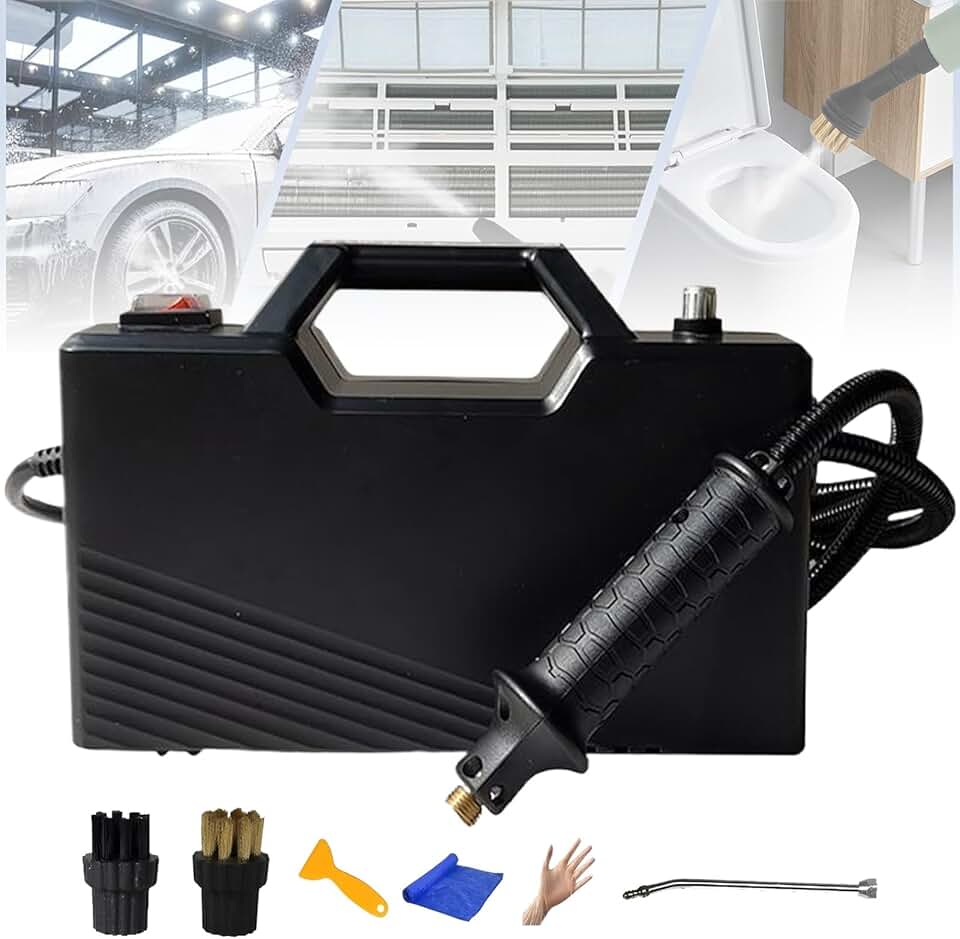 Nettoyeur vapeur haute pression - portable 3200W, 9,5 bars, chauffe rapide, 2 brosses, poignée réglable, 6 niveaux