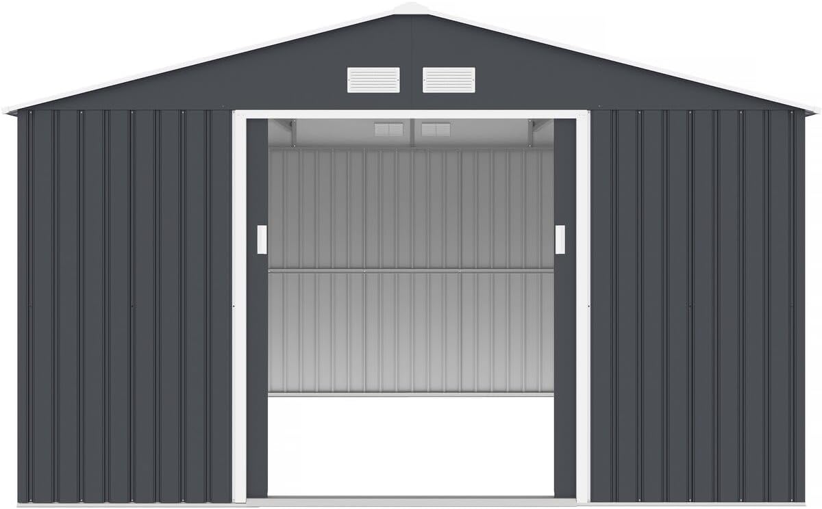 Abri de jardin métal Vegas - 15 m² - structure acier, coloris gris