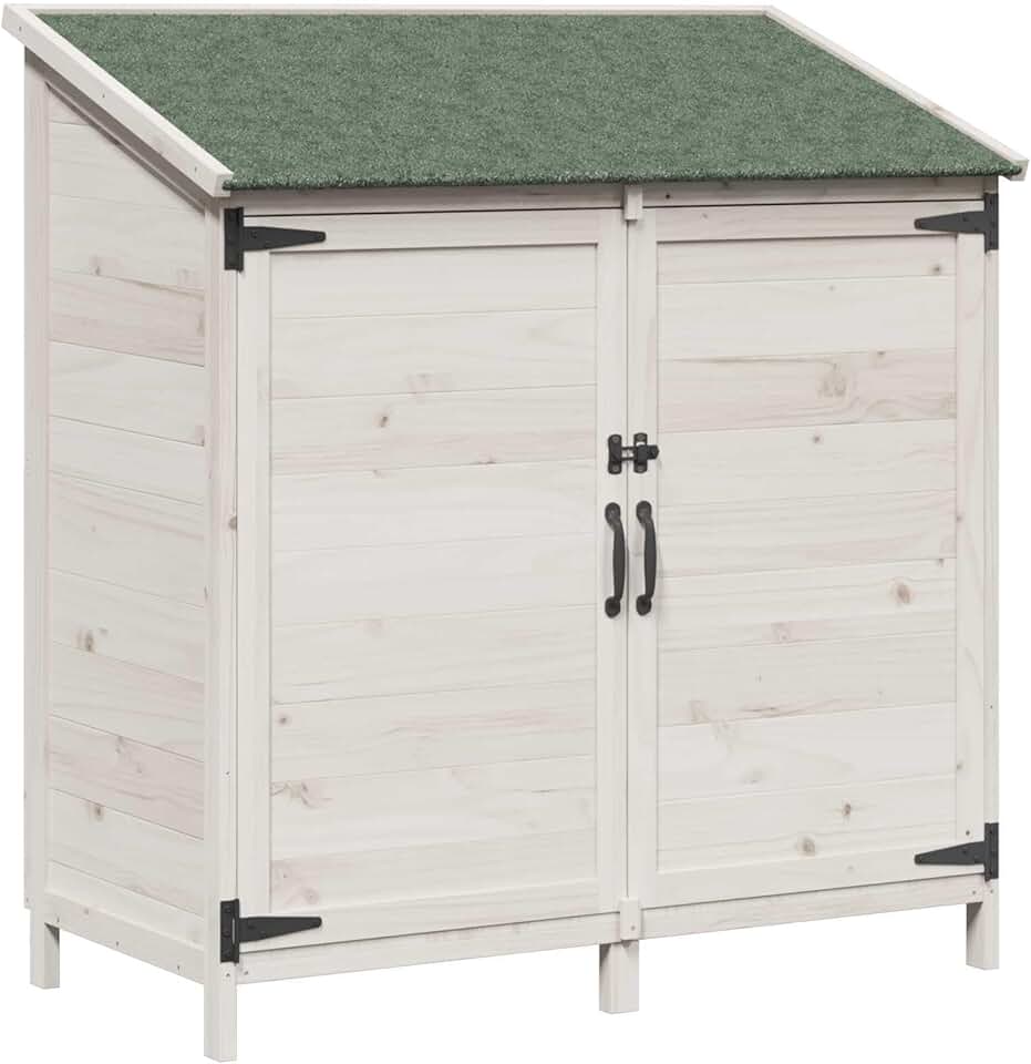 jardinite - abri de jardin blanc, 106,5x56x113,5 cm, bois ingénierie, étanche