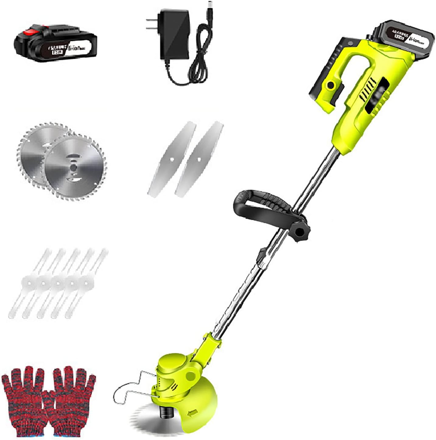 Tondeuse à Gazon électrique, Tondeuse à Gazon autoportée sans Fil 36 V, Longueur rétractable avec tête de Machine, désherbeur Rotatif pour la Taille des arbustes et de la pelouse du Jardin