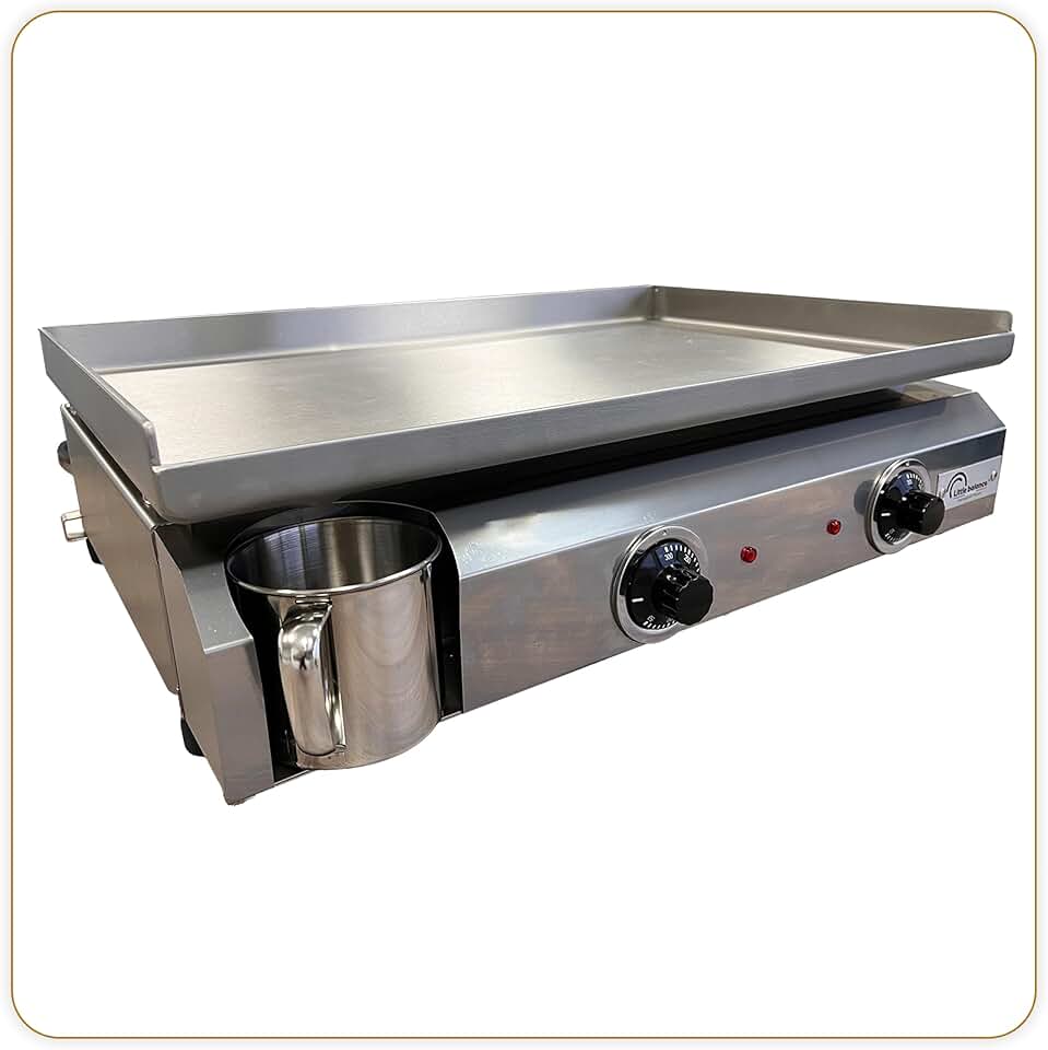 jardinite - Plancha électrique 2 zones inox 3000W, 60x40cm - 8679