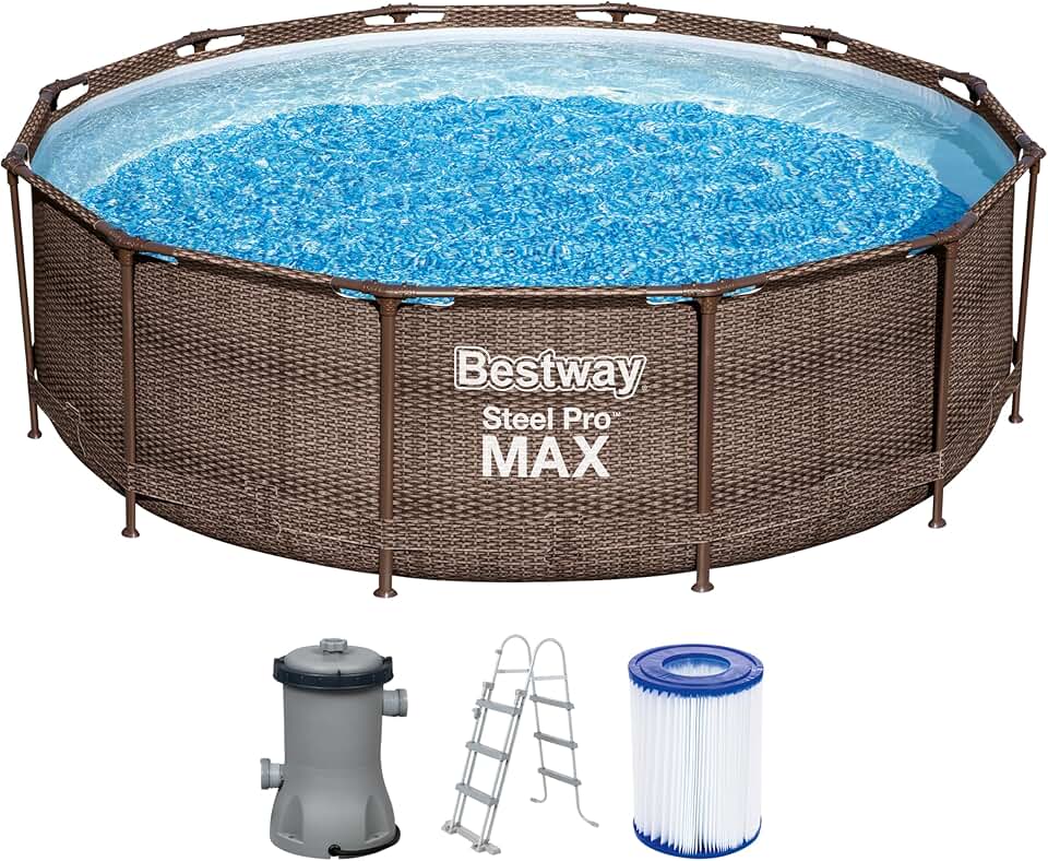 jardinite - Steel Pro (Kit Piscine Hors Sol) - 366x366x100 cm - Marron