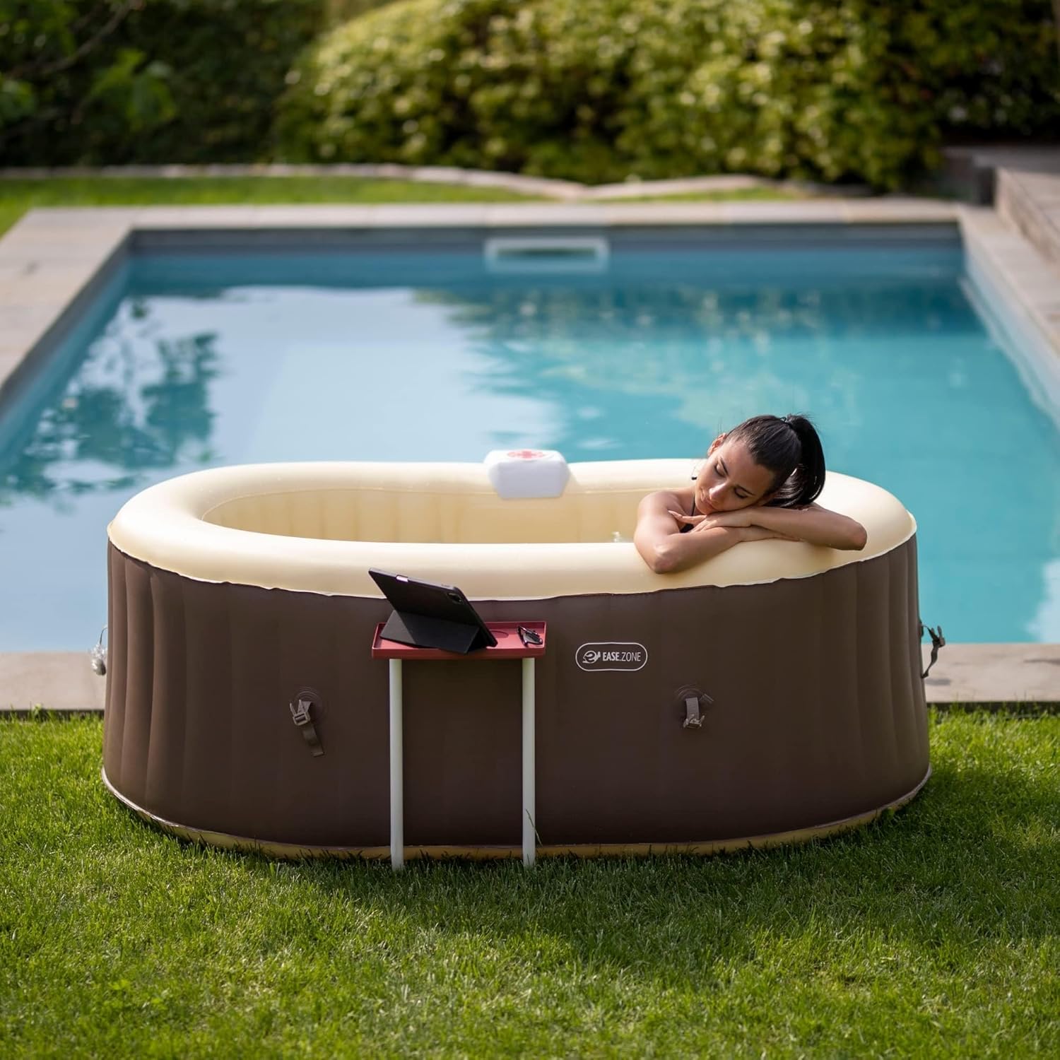 jardinite - Bain à remous Ovale - 190x120x65 cm - Pompe 30 W, 550 L