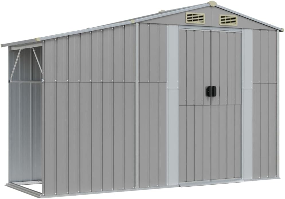 Abri de jardin en acier galvanisé - toit incliné, bunker à charbon - 277x279x179 cm - extérieur robuste