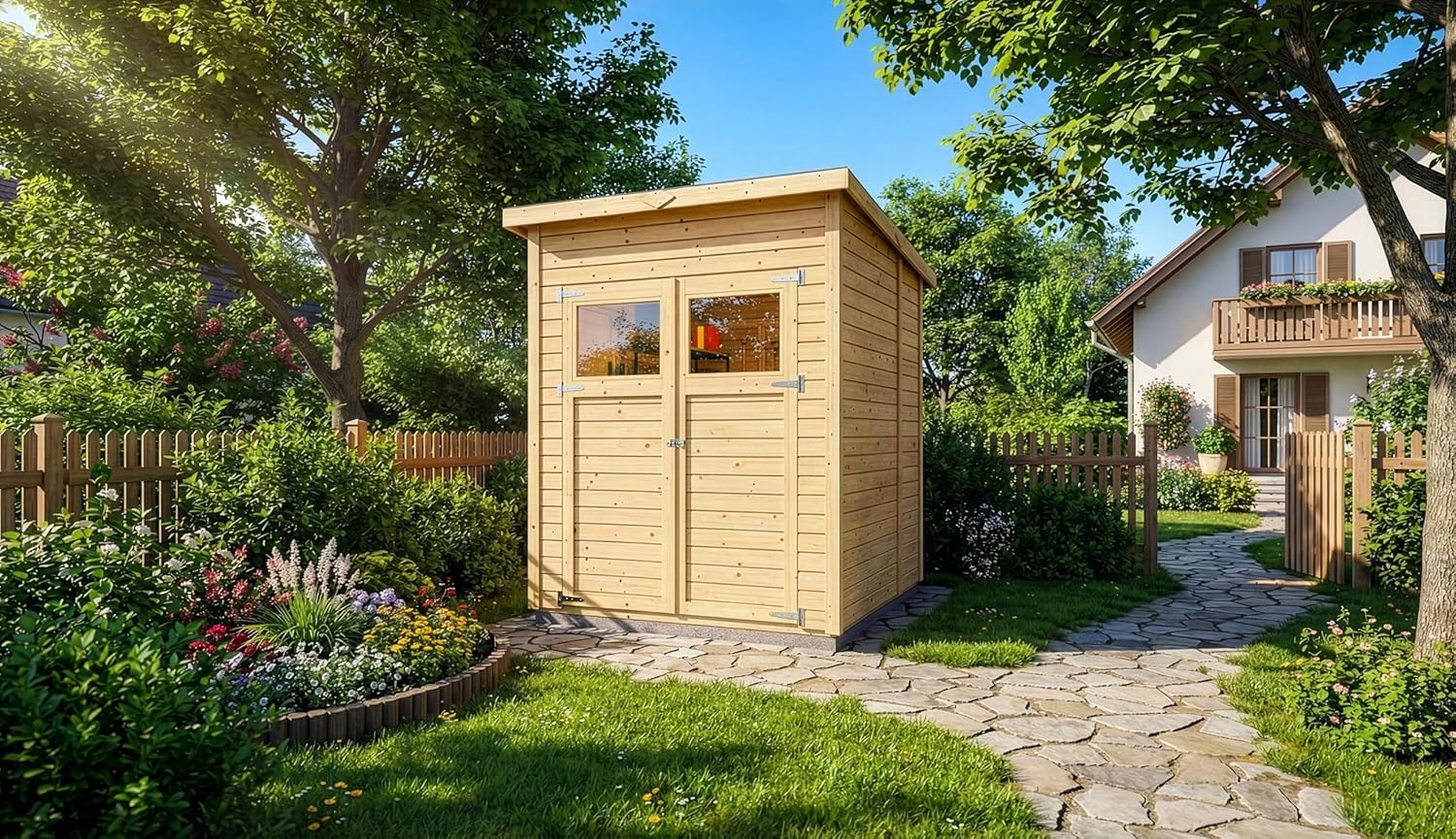 Cabane à Outils Mollie en Bois de la Marque Carlsson | Remise à Outils | abri de Jardin Exterieur | carré, Construction en Panneaux préfabriqués, cabane de Jardin, Toit monopente, épaisseur de la p
