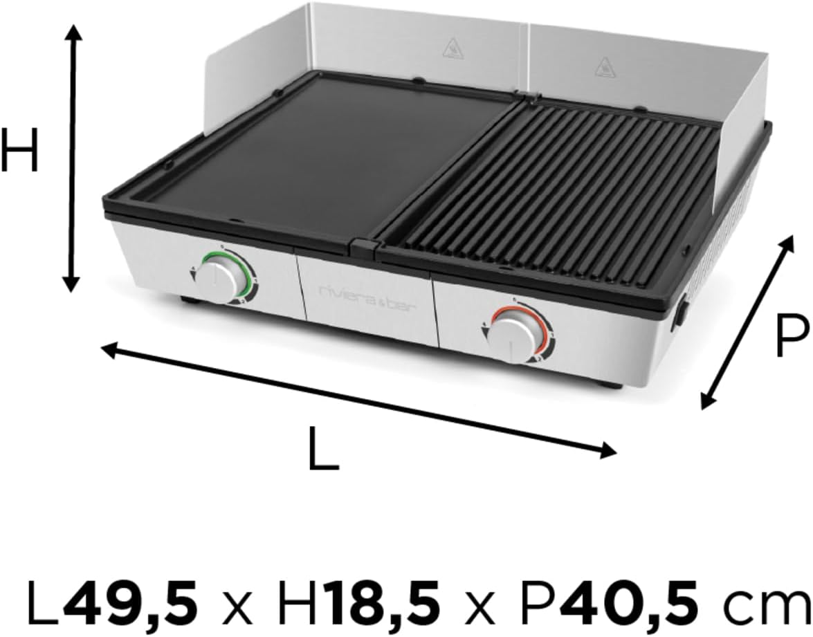 Riviera&Bar - Combiné plancha/grill bi-zone - 1910 cm², plaques inclinées, thermostats séparés - inox
