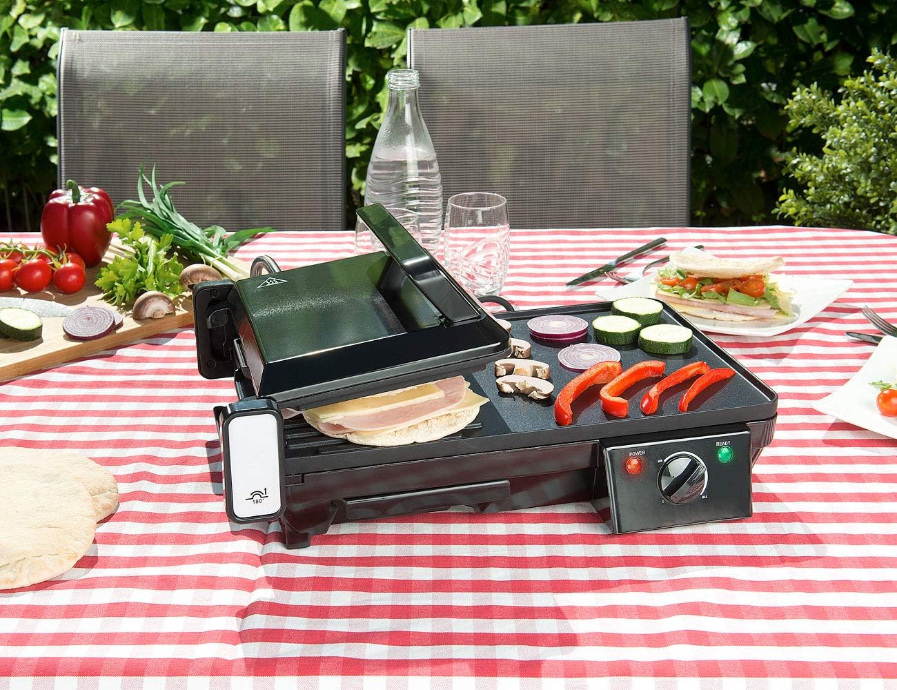 jardinite - grille-plancha 2 en 1 2000W - table - cuisson rapide