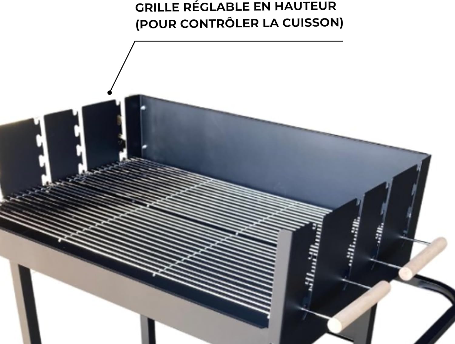 jardinite - Serena - XXL - Barbecue charbon acier, grille réglable