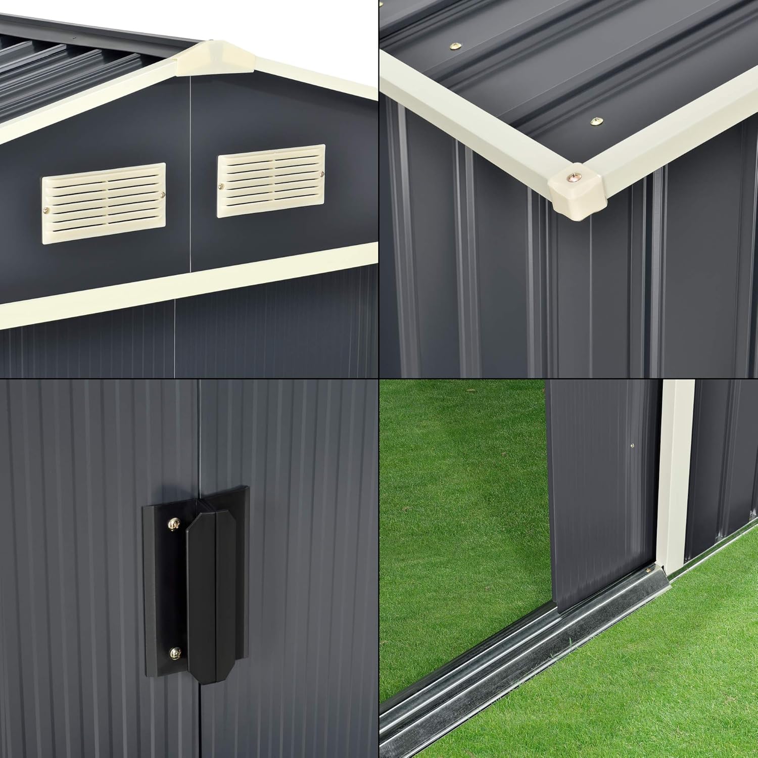 en.casa - Abri de jardin à pignon 4m³ - acier galvanisé gris foncé