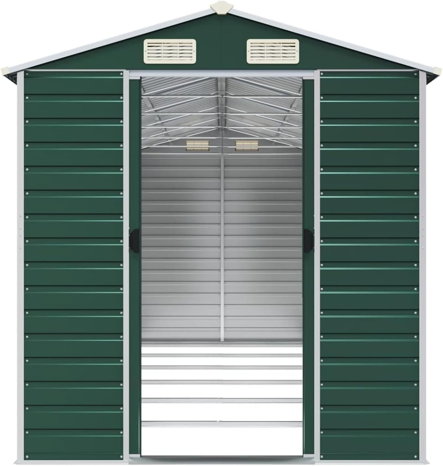 Abri de Jardin Vert 191x555x198 cm Acier galvanisé,Abris De Jardin,Abri De Stockage pour Jardin,Abri D'Outils De Jardin