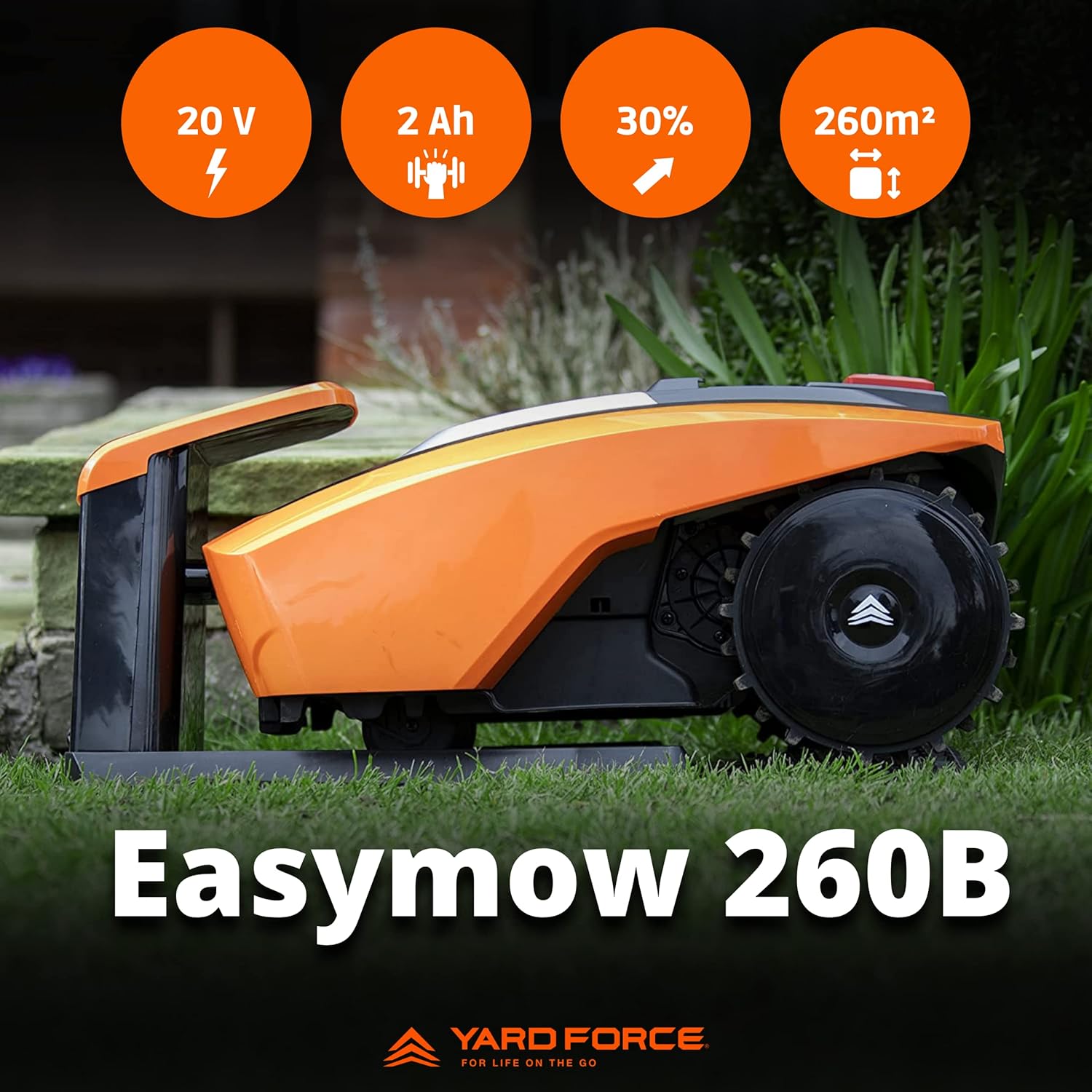jardinite - Easymow 260B - 260m² - robot tondeuse, noir/orange