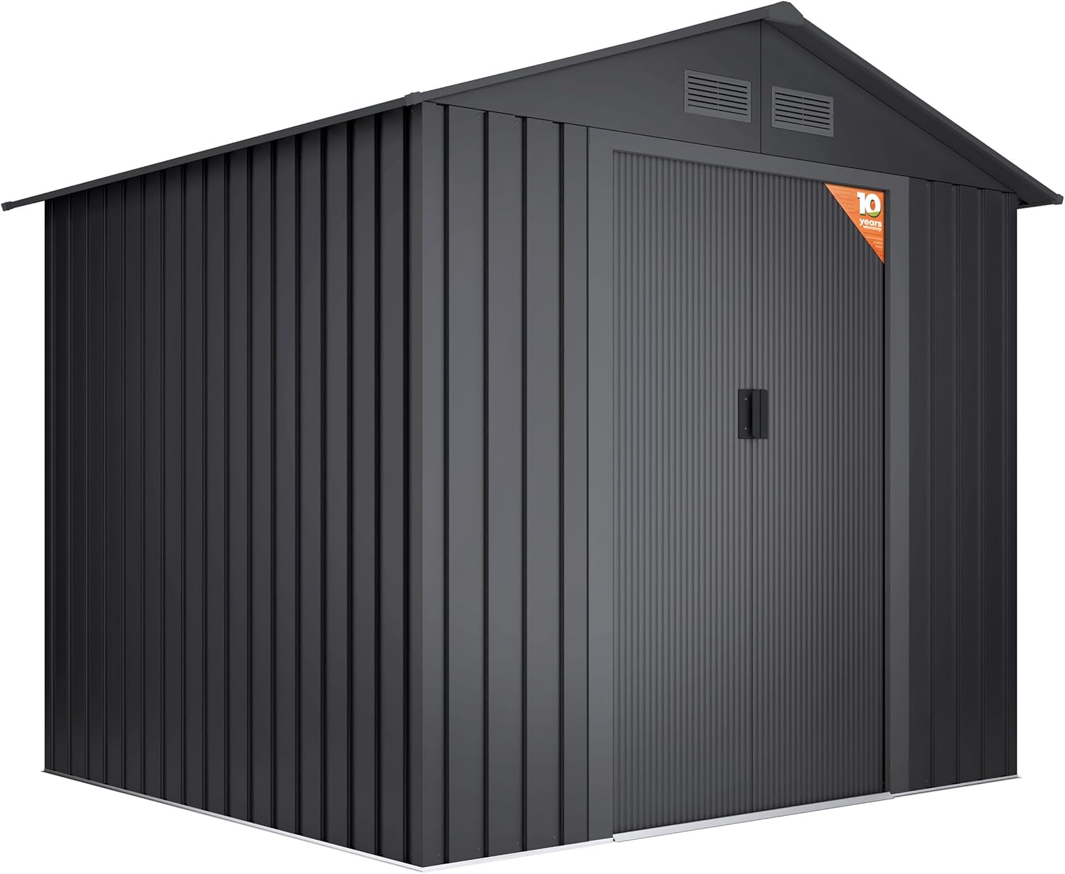 Abri de Jardin en métal 5,27m2 Light Anthracite - 261x202x202cm - 4 grilles - Double Porte coulissante - Rangement extérieur -