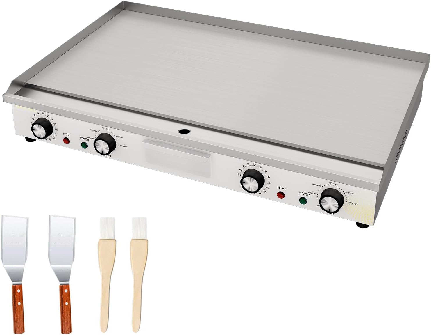 Plancha électrique inoxydable - 73x40 cm - contrôle température réglable, minuterie