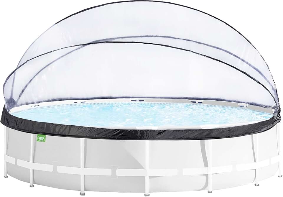 jardinite Dôme Piscine Hors Sol Rond ø 450 cm Universel – Compatible jardinite jardinite – Eau Plus Propre et Plus Chaude – Abri Repliable – Transparent