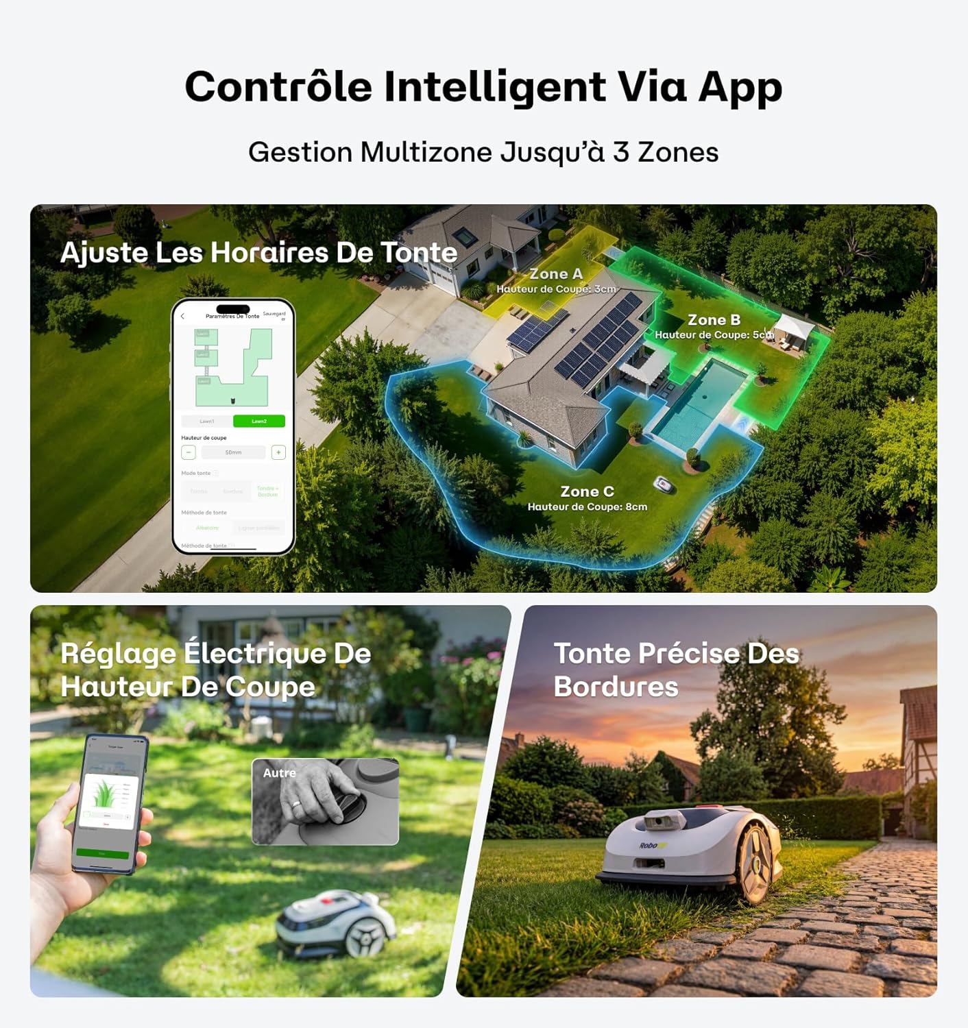 Raccoon - Robot Tondeuse 600m² - Vision sans RTK, U/Tonte, 5Ah Recharge, 150min Autonomie.