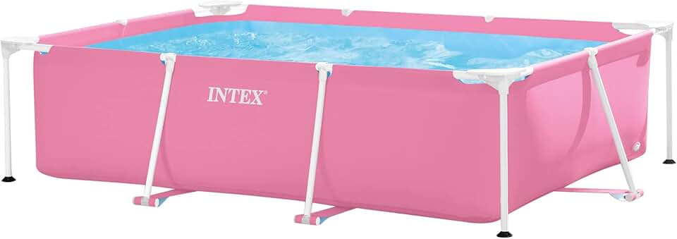 jardinite - piscine cadre rectangulaire Pink - 2,20x1,50x0,60m - robuste, facile à installer - 28266NP