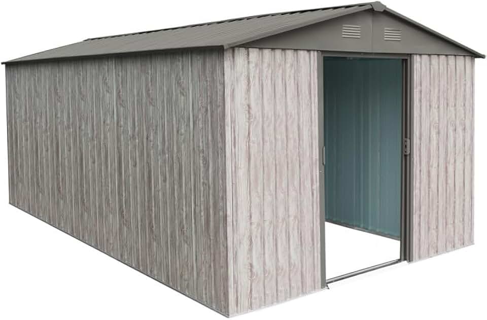 Abri de jardin métal jardinite 11m², double porte, acier beige, 301x367cm