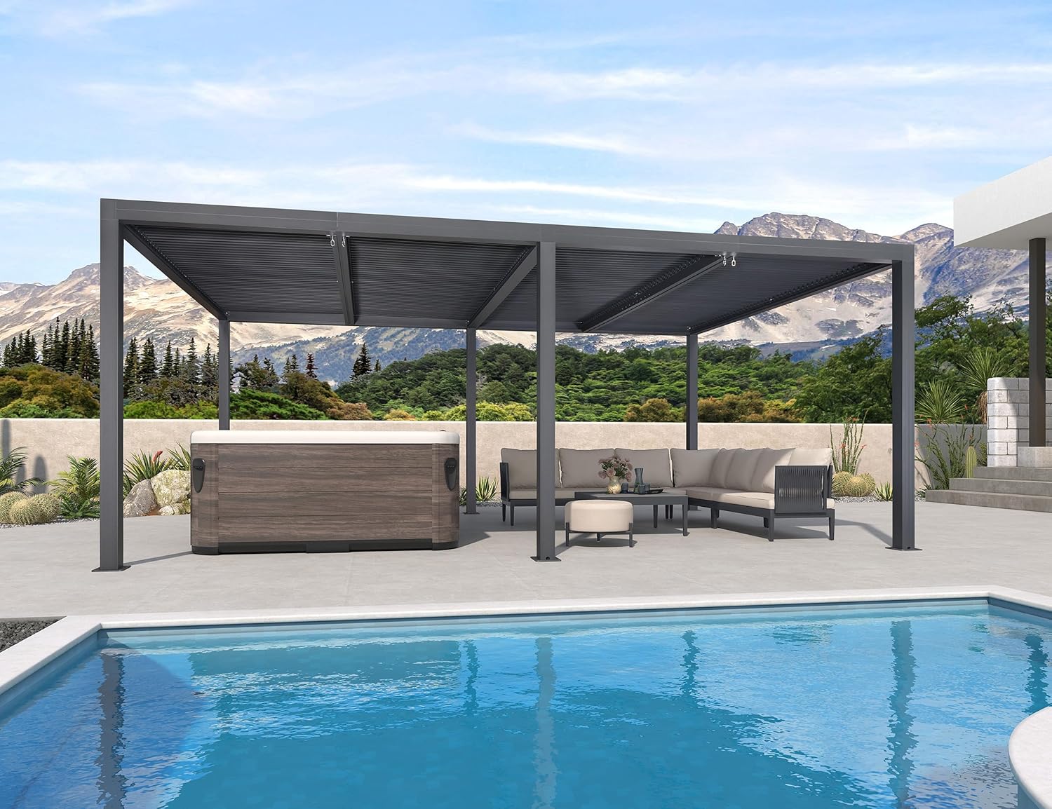 jardinite - Pergola bioclimatique - 6x3,68m - aluminium lames orientables